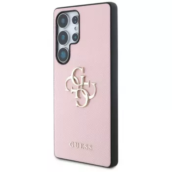 GUESS Grained Big 4G Logo Small Classic Logo futrola za Samsung Galaxy S25 Ultra - ružičasta