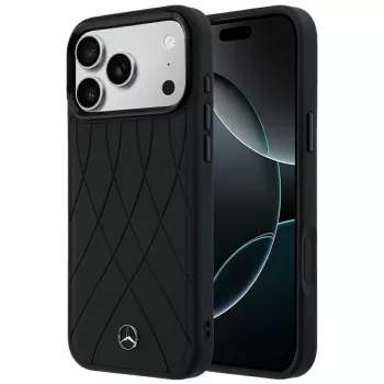 Mercedes koža Crossed Lines MagSafe futrola za iPhone 18 Pro Max / 17 Pro Max - crna