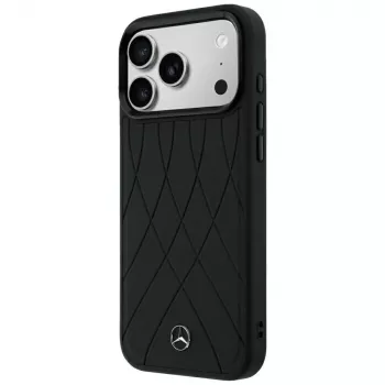 Mercedes koža Crossed Lines MagSafe futrola za iPhone 18 Pro Max / 17 Pro Max - crna