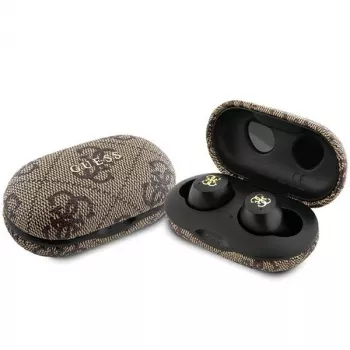 Guess GUTWSP4EGW True Wireless slušalice s futrolom za punjenje, Bluetooth 5.3, ENC, smeđa 4G Metal