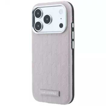 Karl Lagerfeld Grained Mono Resin Logo MagSafe futrola za iPhone 18 Pro Max / 17 Pro Max - ružičasta
