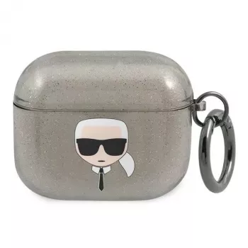 Karl Lagerfeld KLA3UKHGK AirPods 3 futrola crna sa šljokicama Karl's Head