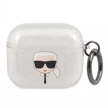 Karl Lagerfeld KLA3UKHGS AirPods 3 futrola srebrna sa šljokicama Karl's Head