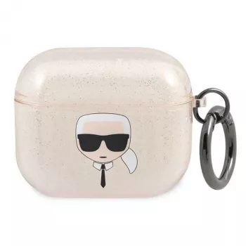 Karl Lagerfeld KLA3UKHGD AirPods 3 futrola sa šljokicama zlatna Karl's Head