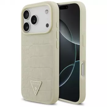 GUESS Croco Triangle Logo MagSafe futrola za iPhone 17 Pro - zlatna