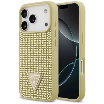 GUESS Rhinestone Triangle Logo futrola za iPhone 17 Pro - zlatna