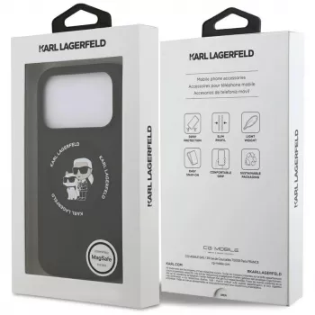 Karl Lagerfeld Silikon Karl & Choupette Ring MagSafe futrola za iPhone 17 Pro Max - crna