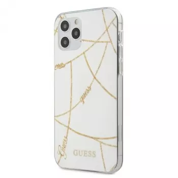 GUESS Gold Chain Collection tvrda futrola za Apple iPhone 12 Pro Max - bijela