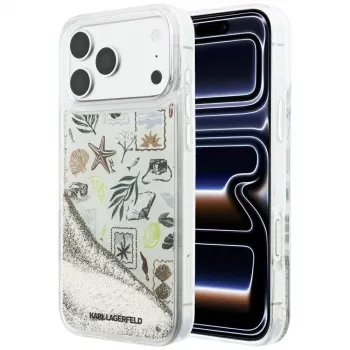 Karl Lagerfeld Liquid Glitter Beach & Sand futrola za iPhone 18 Pro Max / 17 Pro Max – bež