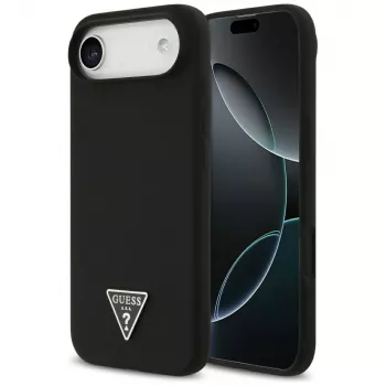 GUESS Silicone Triangle Logo MagSafe futrola za iPhone Air, crna