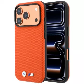 BMW M Quadrille Kevlar Metal Logo MagSafe Case for iPhone 18 Pro / 17 Pro - Orange