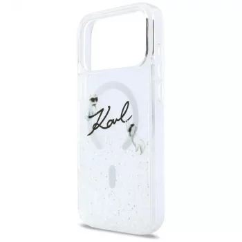 Karl Lagerfeld Liquid Glitter Karl Script Logo MagSafe futrola za iPhone 17 Pro prozirna