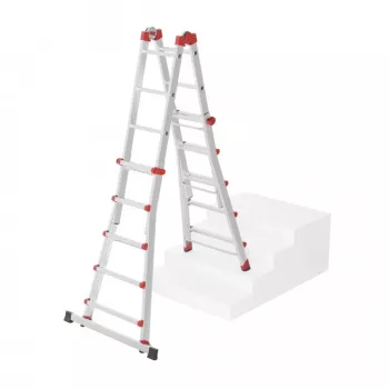 Hailo M80 4x5 kombinirane višenamjenske ljestve s prečkama, aluminij, 20 prečki, 150 kg, EN 131 Professional