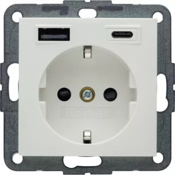 Berker S.1 SCHUKO utičnica s USB-C PD 20W, polarno bijela mat