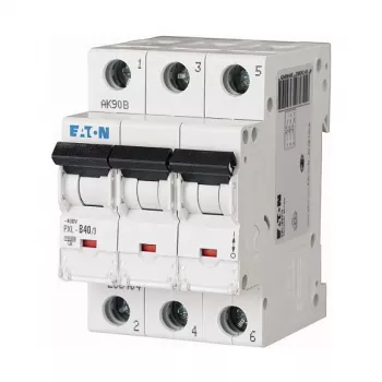 Eaton PXL-B40/3 40A 3-Pole B-Characteristic Miniature Circuit Breaker (MCB)