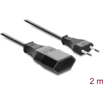 Delock produžni kabel s euro utikačem CEE 7/16 utikač na utičnicu 2 x 0,75 mm², 2 m, crni