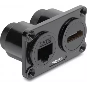 Delock dvostruki panelni nosač RJ45 Cat.6 + HDMI 4K utičnica crni