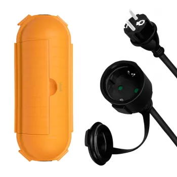 LogiLink LPS239 vanjski produžni kabel set sa zaštitnom kutijom, 10 m, Schuko, IP44, crni