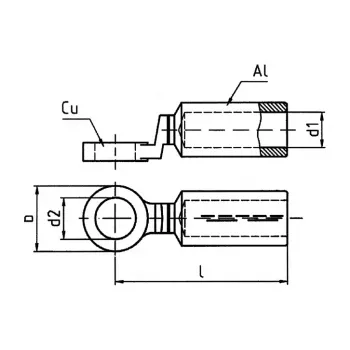 Klauke 370R12 bimetalna spojnica Al-Cu 185 mm², pakiranje od 5 komada