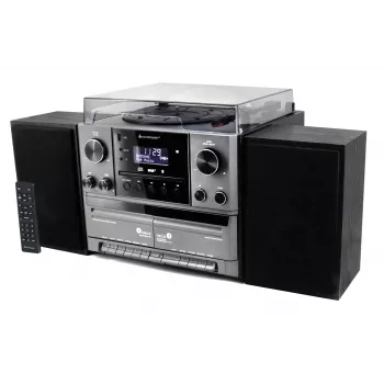 Soundmaster MCD5600SW stereo glazbeni centar s DAB+ radiom, CD playerom, gramofonom, dvostrukim kasetofonom, Bluetooth, USB snimanje - crni