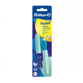 Pelikan Twist P457 nalivpero, mint, srednja pera, nehrđajući čelik, punjenje patronama, za dešnjake i ljevake, Njemačka