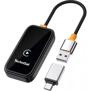 TechniSat Technicast 100 bežični CarPlay i Android Auto adapter – crni, USB-C, Plug & Play