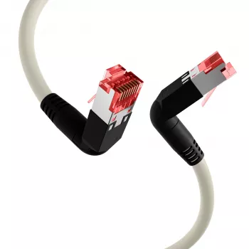 EFB Elektronik K4137GR.2 Cat.6A S/FTP LSZH patch kabel, Draka UC900 TM21, 2x90 stupnjeva, 2 m, sivi