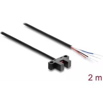 Delock 5 mm viljuškasta svjetlosna barijera tipa K s 4 otvorena kraja kabela, NPN, svijetlo/tamno prebacivanje, 2 m