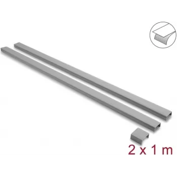 Delock samoljepljivi kanal za kabele s kliznim poklopcem 40 x 19 mm uklj. spojnicu - duljina 1 m, pakiranje 2 kom, sivi