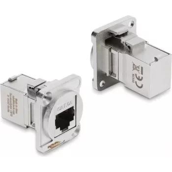 Delock D-Type modul RJ45 utičnica na utičnicu 90° zakrenut Cat.6A srebrni