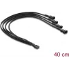 Delock razdjelnik kabela ventilatora 1 x 4-pin PWM utičnica na utikač + 3 x 4-pin utikača (3 pina zauzeta) s pletenim omotačem 40 cm, crni