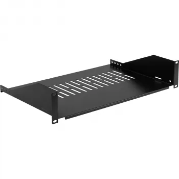 EFB ELEKTRONIK 19 inch 2U fiksna rack polica, 300 mm dubina, nosivost 22 kg, duboko crna RAL 9005