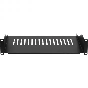 EFB ELEKTRONIK 19 inch 2U fiksna rack polica, 300 mm dubina, nosivost 22 kg, duboko crna RAL 9005