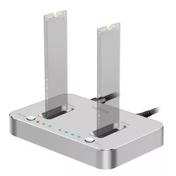 LogiLink USB 3.2 Gen2 docking stanica, 2 ležišta, za M.2 NVMe SSD, funkcija kloniranja