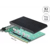 Delock PCI Express 5.0 x16 kartica na 4 x interne NVMe M.2 Key M s hladilom – bifurkacija