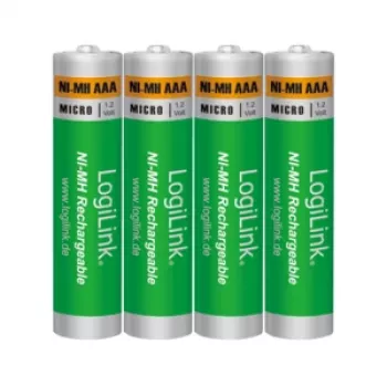 LogiLink LR03RB4 punjive NiMH AAA baterije, 4 kom blister, 800 mAh, 1,2 V, prethodno napunjene, nisko samopražnjenje