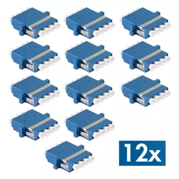 LogiLink LC Quad optički adapter, 12 komada, plavi, montaža s prirubnicom, jednomodni