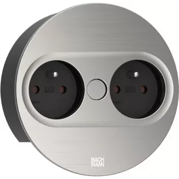 Bachmann TWIST2 2xUTE 2m okrugli stolni modul napajanja Inox-Look sa Schuko utičnicama