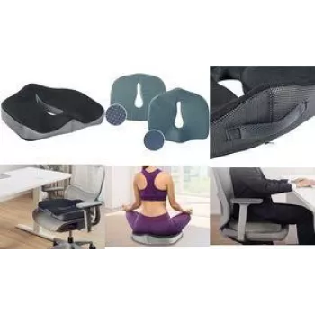 LogiLink Orthopedic Tailbone Memory Foam Seat Cushion, Black