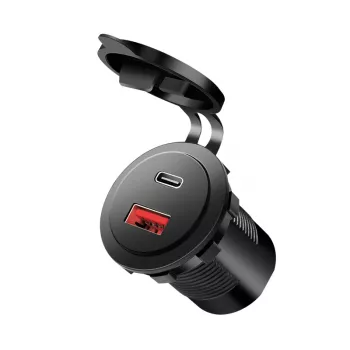 LogiLink PA0330 ugrađeni USB punjač za automobil, USB-A + USB-C, 60 W, Power Delivery, crni