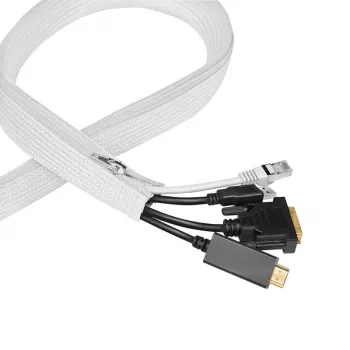 LogiLink cijev za upravljanje kabelima s patentnim zatvaračem, poliester, bijela, 2m, vanjski promjer 30mm