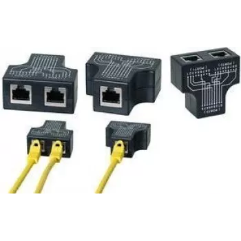 LogiLink RJ45 Port Doubler T-adapter, 1x RJ45 utičnica na 2x RJ45 utičnicu, 10/100 BaseT, crni (MP0137)
