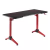 LogiLink Gaming Desk, 120x60 cm, Tempered Glass Surface with RGB Lighting, Red Frame