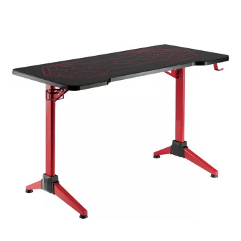 LogiLink stol za igranje, 120x60 cm, ploča od kaljenog stakla s RGB rasvjetom, crveni okvir
