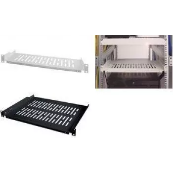 LogiLink 19 inch fiksna polica za stalak 1U, dubina 300 mm, crna RAL 9005, čelik, max. 15 kg
