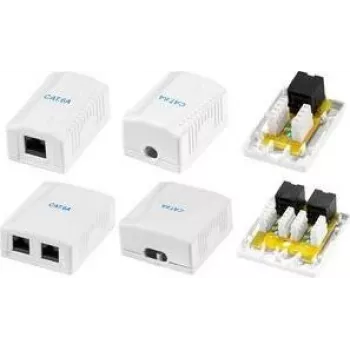 LogiLink Cat.6A nadžbukna utičnica, 2x RJ45, bijela (slično RAL 9003), klasa EA, oklopljena, 10G, 500MHz, LSA, ISO/IEC 11801