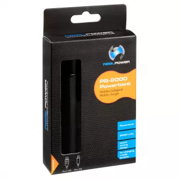 RealPower PB2000 mAh aluminijska power bank, crna
