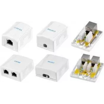 LogiLink Cat.6A oklopljena nadžbukna utičnica, 1x RJ45, bijela RAL 9003, 10G, bez alata, PoE++