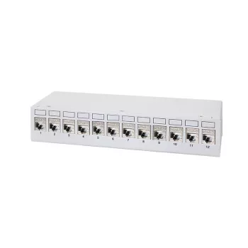LogiLink NK4093 stolni patch panel Cat.6A, 12 portova, svijetlosivi (RAL 7035), oklopljeni, čelik bez vijaka