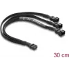 Delock razdjelnik za ventilatore 1 x 4-Pin PWM utičnica na 2 x 4-Pin PWM utikač (drugi s 3 pina) pleteni omotač 30 cm crni